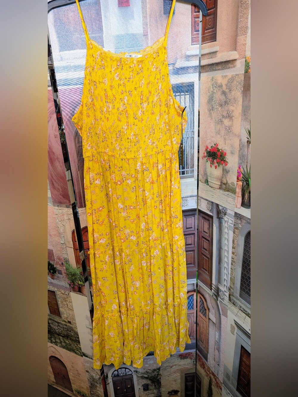 Sunshine Floral Tiered Midi Dress - Yellow